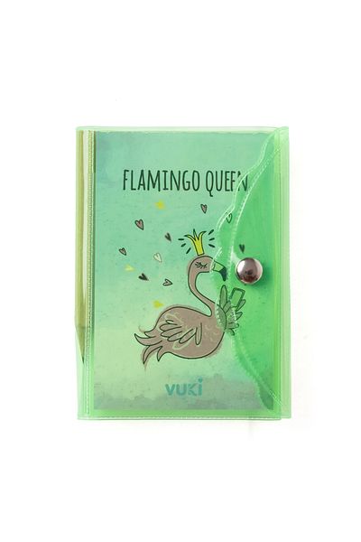 VUKİ Caiet cu stilou cu 3 compartimente mini cu copertă colorată Flamingo
