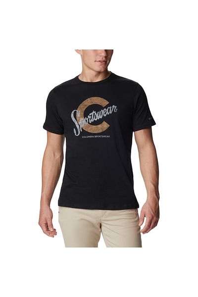 converse Tricou casual Columbia Graphic negru pentru bărbați