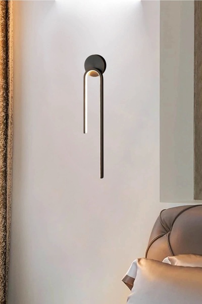 NZL Lighting Modern Tekli Siyah Kablosuz Led Pilli Aplik Duvar Aplik ve İç Mekan Aplik