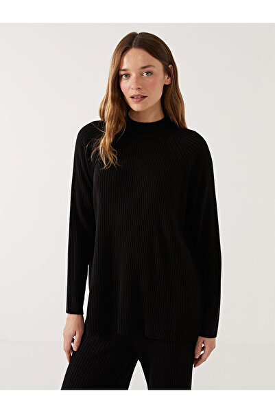 LC Waikiki Black Half Turtleneck Oversize Women's Knitwear Sweater