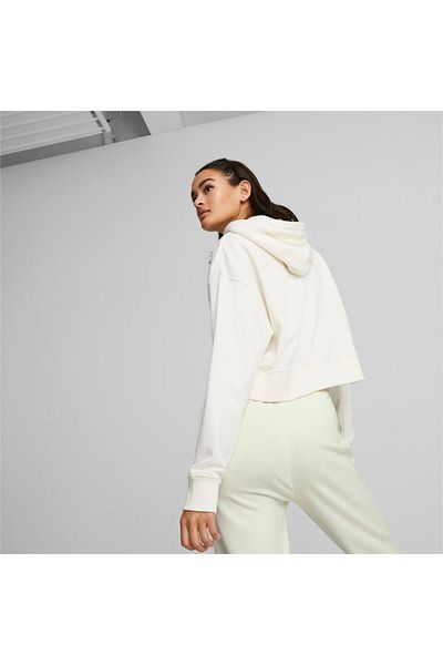Puma Dámská mikina s kapucí Puma Classics Cropped, bílá