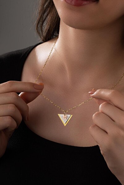 Spossy Silver Jewelry 925 Ayar Gümüş, Ayet-el Kürsi Dua Yazılı Üçgen Kolye