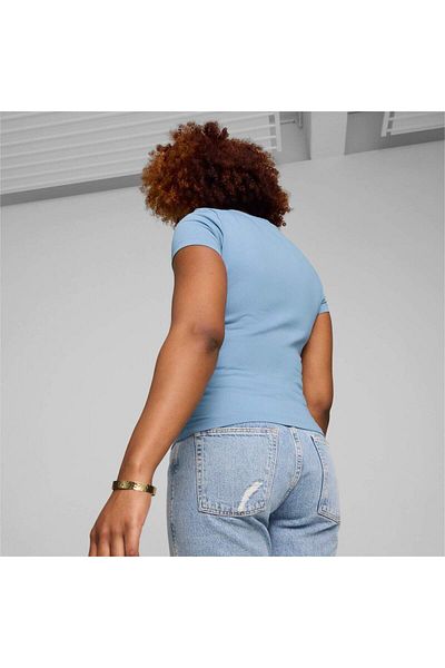 Puma Tričko Puma Classics Slim Tee Zen, Modré, Dámské