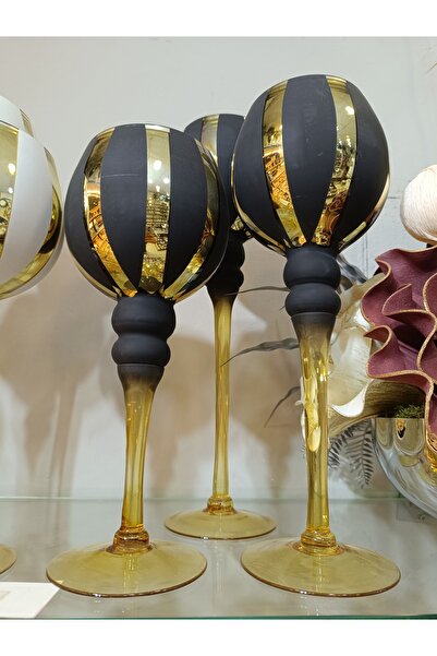 DEKOR ZÜCCACİYE HOME 3'lü ayaklı cam siyah şamdan