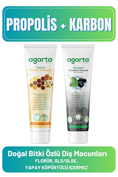 Agarta Doğal Diş Macunları(Propolis 100 ml + Karbon 100 ml)