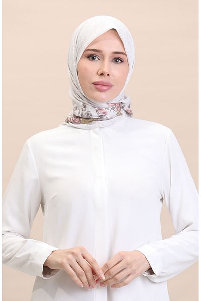 sefamerve Flover-01 Gemusterter Schal - Creme Braun