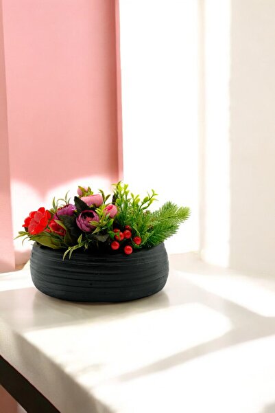 Evene Saksı Büyük Saksı Çiçek Saksısı Büyük Boy Saksı Salon Saksısı Model 4 Siyah Saksı