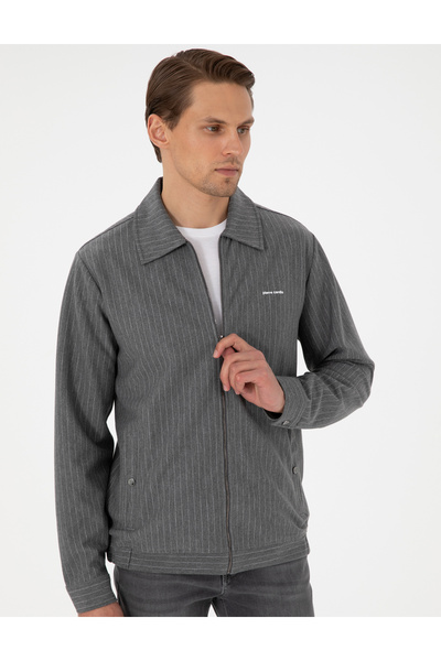 Pierre Cardin Antrasit Melanj Regular Fit Örme Hırka 50290679-VR081