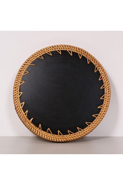 Renesse Home Adre El Yapımı Sedefli Rattan Tepsi