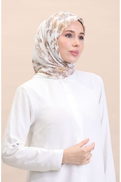 sefamerve Creme Beige gemusterter Schal - CVS-06