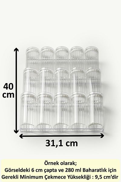 color house 3 Pieces Spice Organizer Stands - 31.1*13 Cm, Special Design for Round Jars Z310