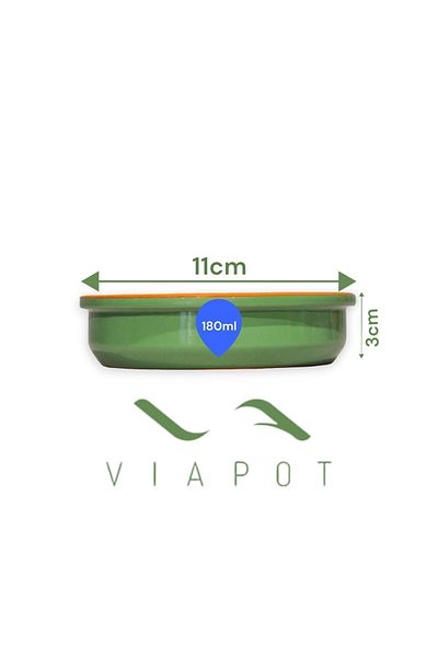 Viapot 4 Pieces of Mudanya Soil Hot Pot and Appetizer Bowl Full Glazed Pottery 11.5X3Cm 180ml