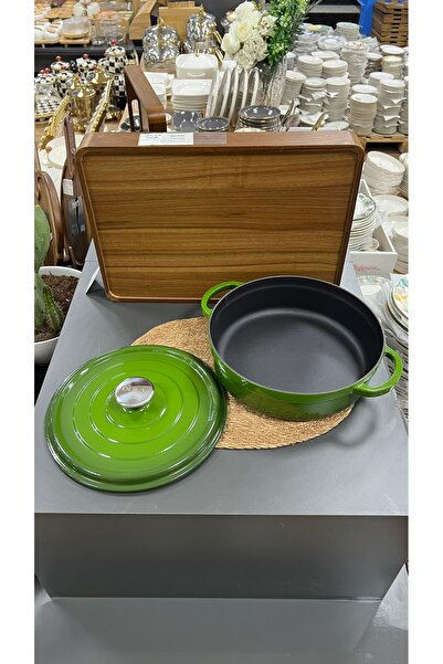 OLİKA İRON YEŞİL 28 CM DEMİR DÖKÜM BASIK TENCERE