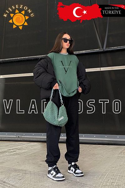 vladivosto 3 κλωστές Χειμερινό Χοντρό Plus μέγεθος Γκρι / Μαύρο Γυναικείο Ψηλόμεσο Oversize Φούτερ Jogger