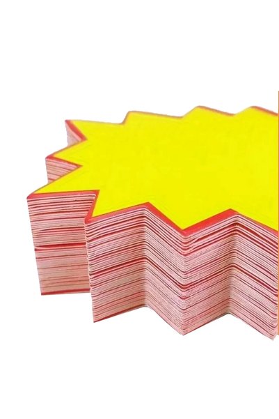 damga market Yellow Star Cardboard Price Tag 9X12 cm 50Pcs Store Grocery and Supermarket Blank Star Label