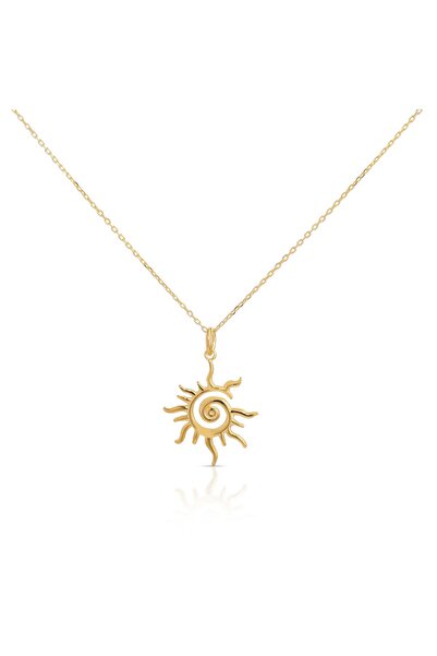 Spossy Silver Jewelry 925 Ayar Gümüş, Gold, Güneş Kolye