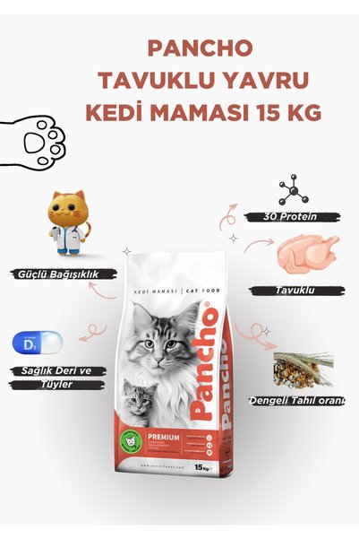 PANCHO Tavuklu Yavru Kedi Maması 15 KG