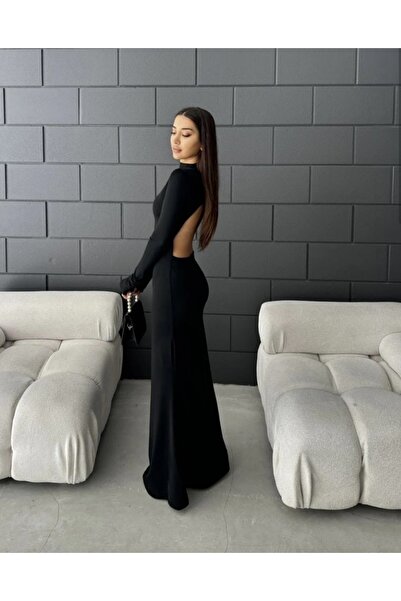 Kosta Moda Sıayh elbise sırt decolteli maxi boy dalgıç elbise geçe şık açık k...