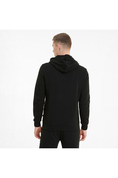 Puma Černá mikina s kapucí Puma Essentials - celozipové logo, pánské