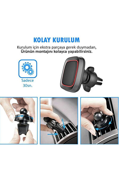 newnet Araç İçi Telefon Tutucu Güçlü Mıknatıslı Havalandırmaya Takılan Kablo ...