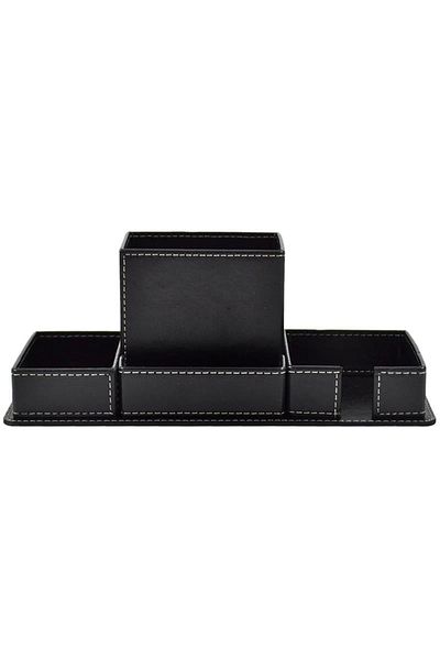 Mimaks 4 Compartment Faux Leather Table Set - 25