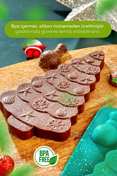 Vienev Green Silicone Pine Tree - New Year's Dubai Chocolate Mold