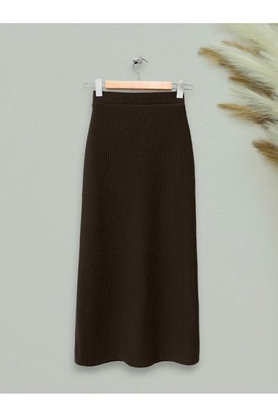 Modamorfo Corded Brown Skirt - Elastic Waist