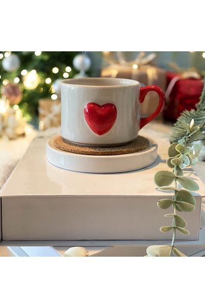terraco ceramic Heart, Heart Handmade Ceramic Mug Cup