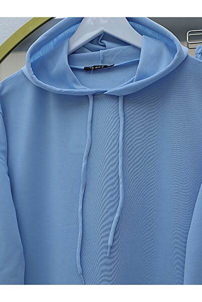 Modamorfo Kék kapucnis és címer részletes fésült pamut öltöny - baba