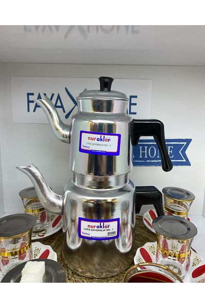 FAYA HOME Nostalgic Gold Gilt Coffee Shop Tea Set 20 Pieces Set of 6 People 1Pc Aluminum Teapot Set