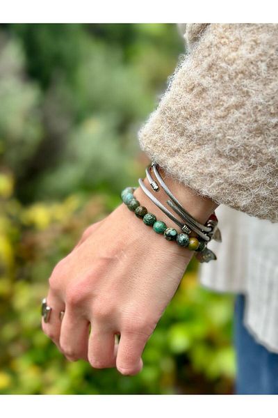Gökçeada Certified 8 mm African Turquoise Stone Bracelet- Turquoise Stone Men's Women's Natural Stone Bracelet a Quality