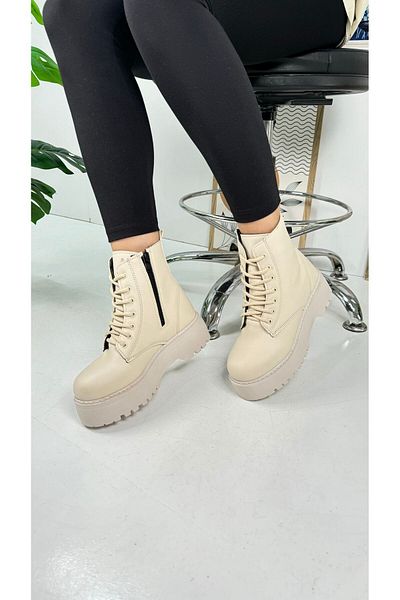 İmerShoes Cizme de zi cu zi pentru femei bej, cu șireturi, cu talpă înaltă, moale, ușoare, confortabile, 1073