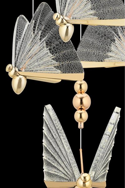 İstanbul Avize İstanbul Avize İpek 4'lü Gold Ledli 3 Renk Modern Led Avize