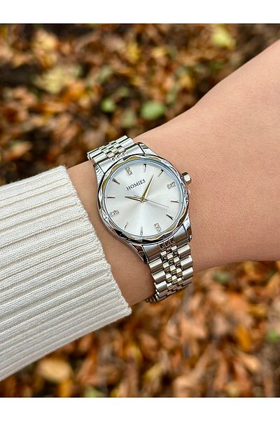 Homies Brand Silver Color Steel Band Women's Wrist Watch