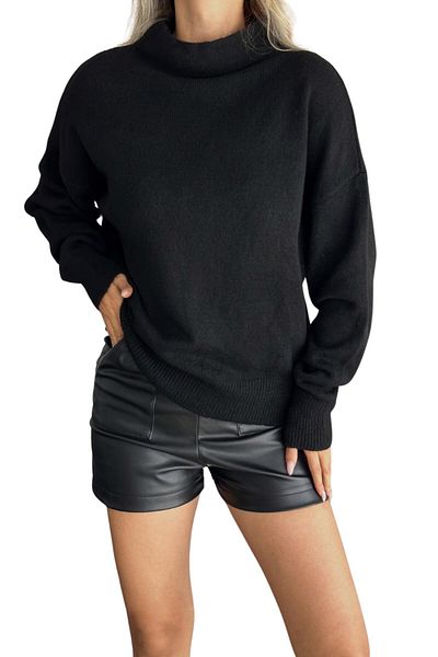 Moda Amore Pulover de damă din tricotaje - Mărime standard Jumătate cu gât țesut Culoare uni 108