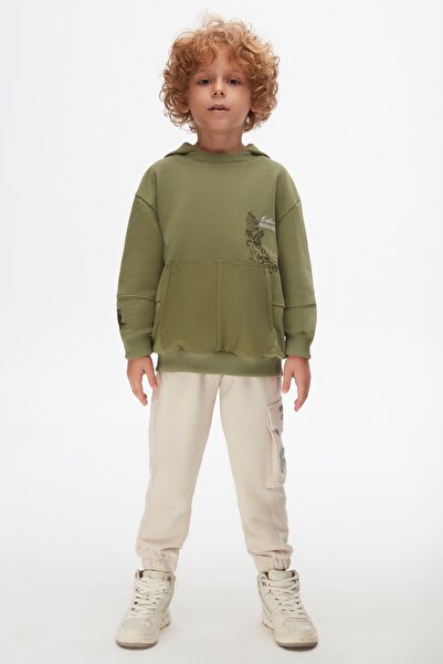 nk kids NK KİDS 47508 ERKEK ÇOCUK HAKİ EXPLORE SWEAT