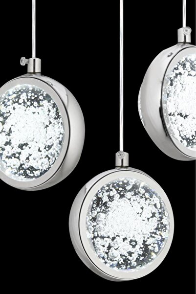 İstanbul Avize İstanbul Avize Dünya 3'lü Kumandalı 3 Renk Ledli Gümüş Modern Lüx Led Avize