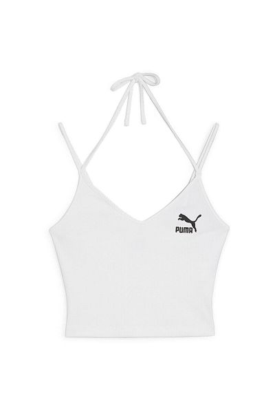 Puma Tílko Puma Classics Ribbed Crop Top, Bílá, Dámské