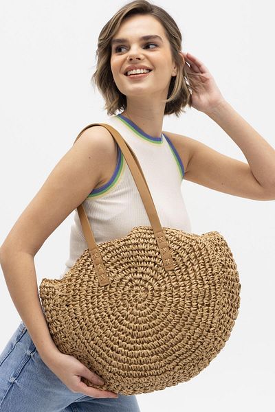 Matthew Cox Γυναικεία τσάντα ώμου Wicker Camel Hsr1183