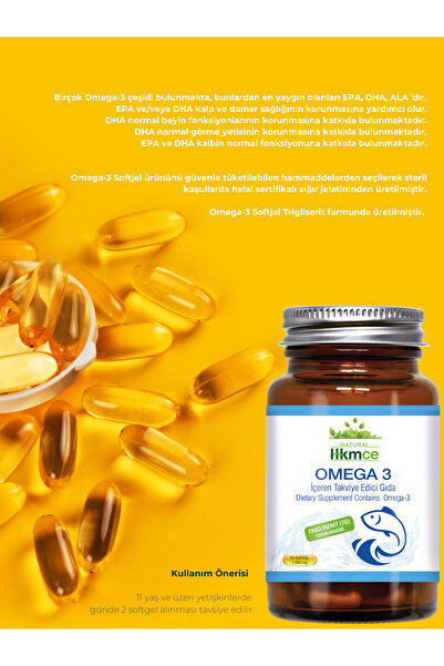 NaturalHekimce Omega 3 - 60 Kapsül 1000 Mg Balık Yağı Epa Dha - Natural Hekimce
