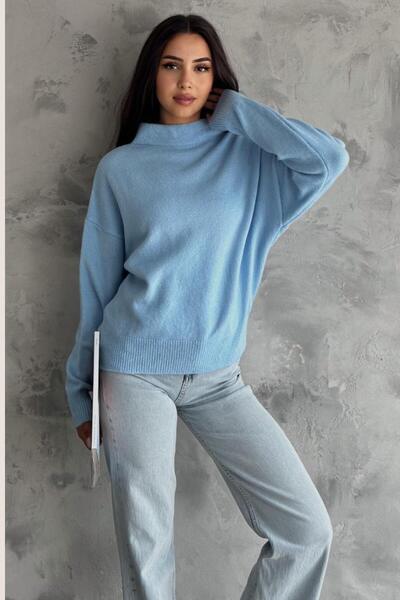 ZISHAN Yarım Balıkçı Yaka Standart Beden Kadın Triko Kazak - 108