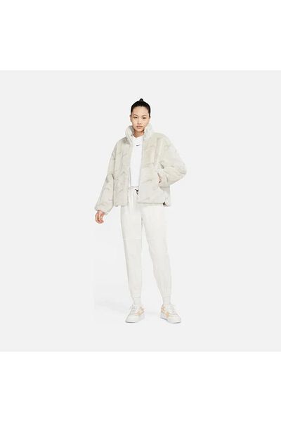Nike Sportswear Plush Swoosh Printed Faux Fur Full-Zip Women's Coat Dq6842 072