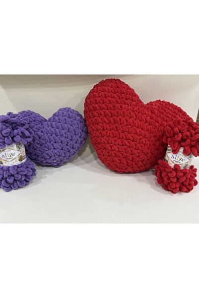 Alize 2 Puffy Heart Pillows - 336 Oranges and 200 Gr. Bead Fiber Set