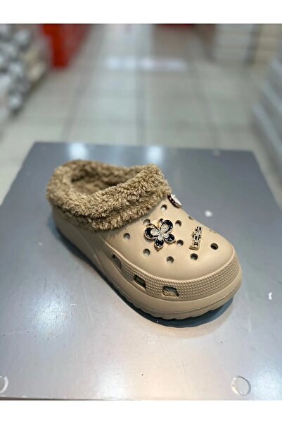 AkınalBella Akınal Bella Içi Kürklü Modern Taşlı Sabo Terlik-outdoor Terlik Not Üzerindeki Süsler Değişe Biliyor