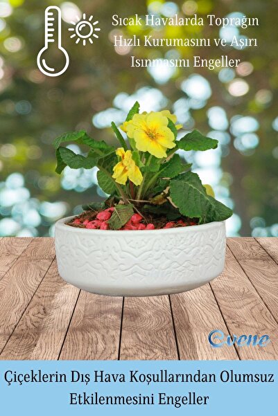 Evene Saksı Büyük Saksı Çiçek Saksısı Büyük Boy Saksı Salon Saksısı Model 2 Beyaz Saksı