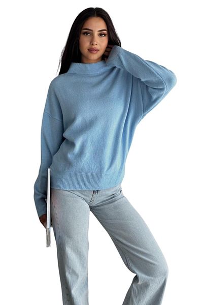Moda Amore Pulover de damă din tricotaje - Mărime standard Jumătate cu gât țesut Culoare uni 108