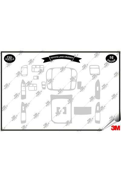 FD Damla Etiket Toyota Land Cruiser 1998-2003 Κονσόλα Τορπίλης Διακοσμητικό - Σετ 16 τεμαχίων ασημί χρώματος στήθος μαόνι