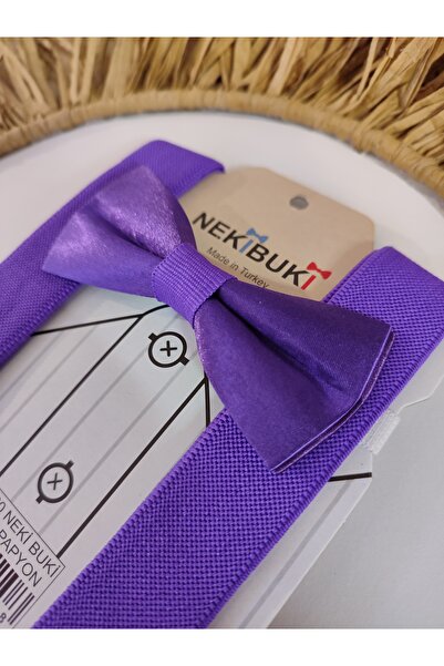 sun desing Mor Renk Papyon Askı Takımı Pantolon Askısı 1-9 Yaş