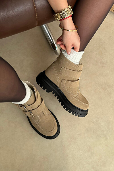 Mupa Shoes Γυναικείες Μπότες Μπεζ Suede