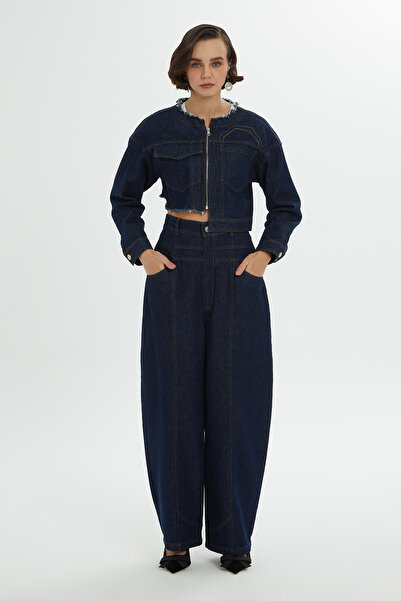 Manimani Asimetri ve Püskül Detaylı Jean Ceket